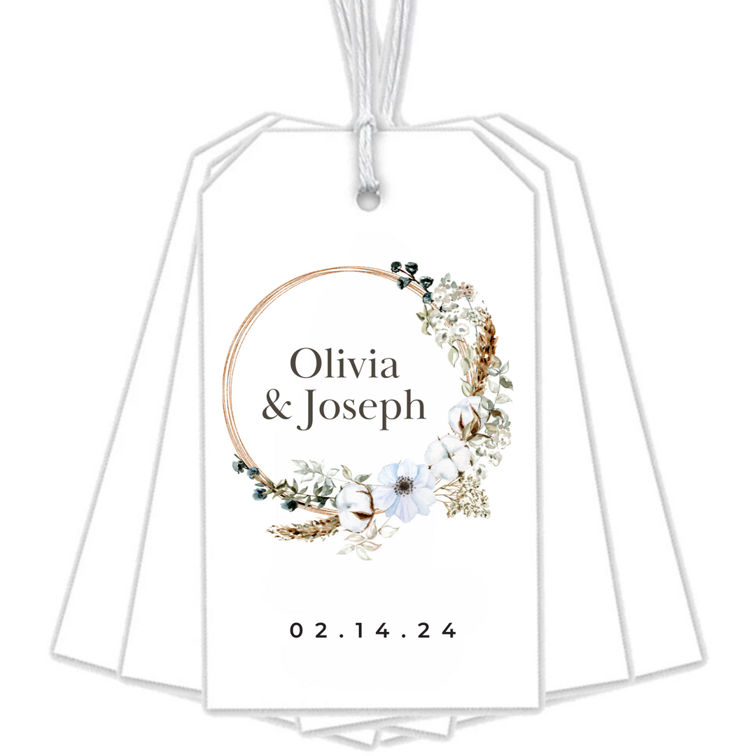 BOHO FLORAL WREATH WEDDING GIFT TAGS