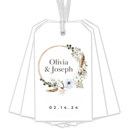 BOHO FLORAL WREATH WEDDING GIFT TAGS