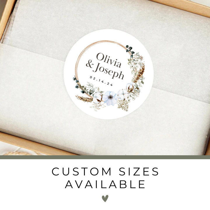 BOHO FLORAL WREATH STICKER LABELS