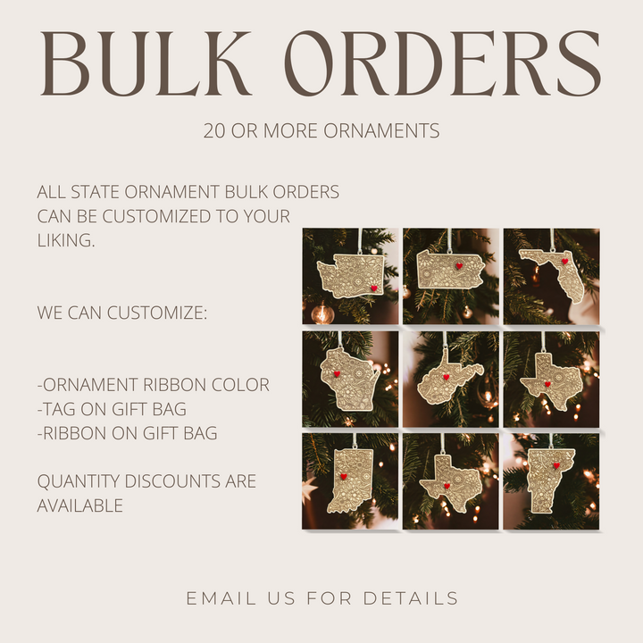 State ornament bulk order details.