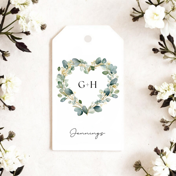 EUCALYPTUS HEART WEDDING GIFT TAGS