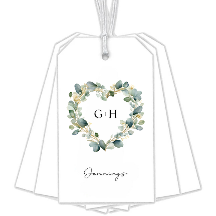 EUCALYPTUS HEART WEDDING GIFT TAGS