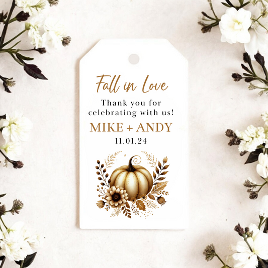 FALL IN LOVE WEDDING GIFT TAGS