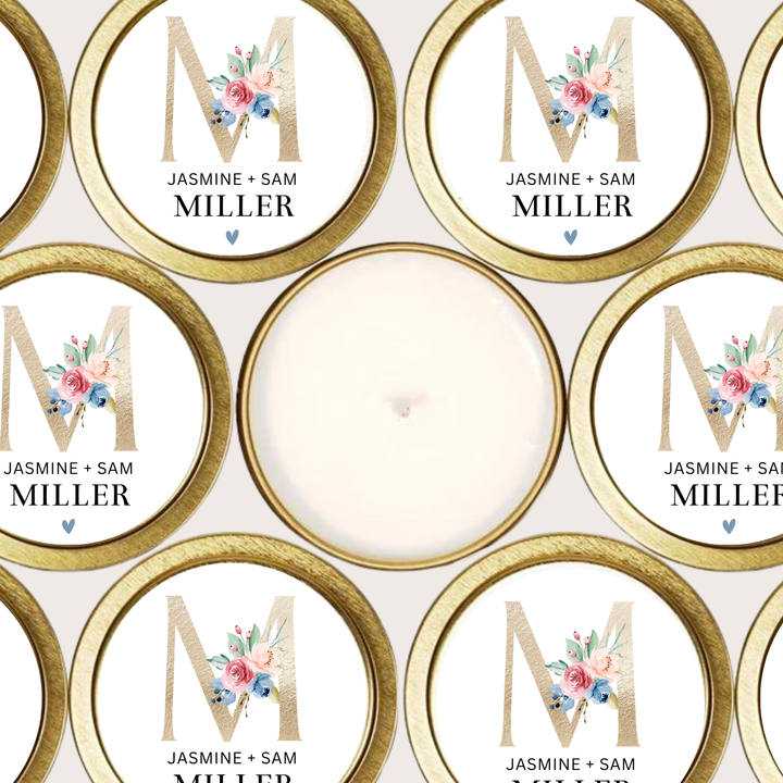 GOLD FLORAL INITIAL CANDLE