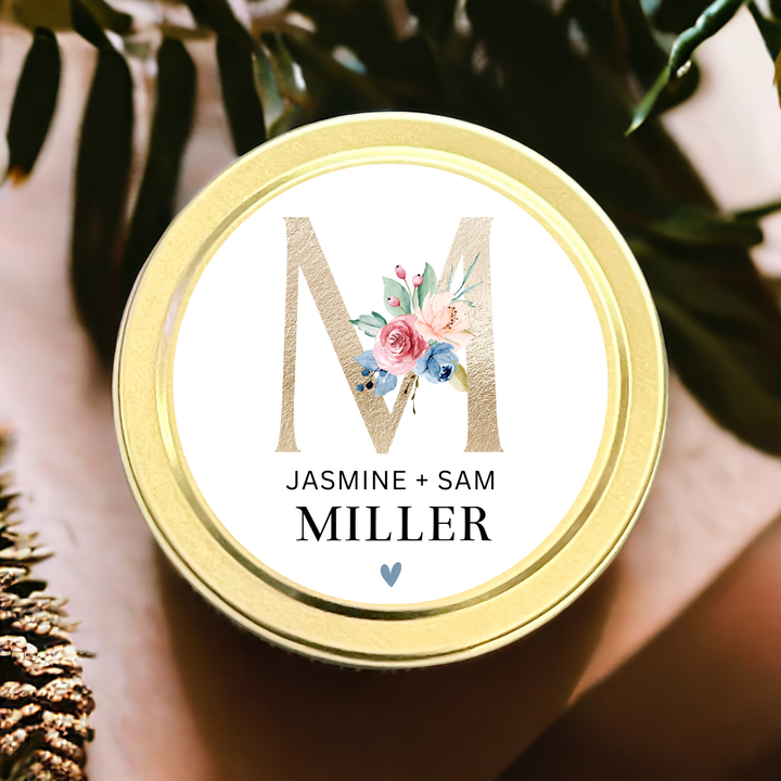 GOLD FLORAL INITIAL CANDLE