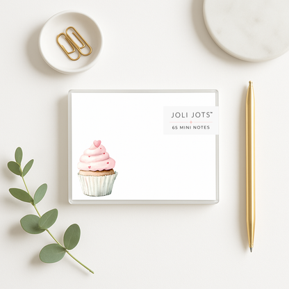 PINK HEART CUPCAKE MINI NOTES