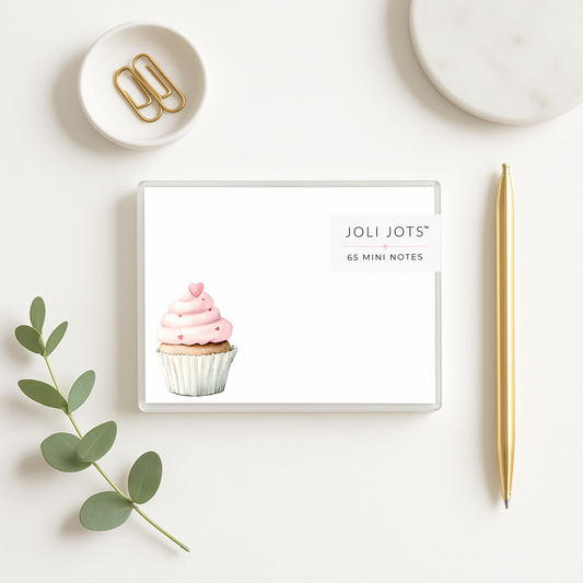 PINK HEART CUPCAKE MINI NOTES