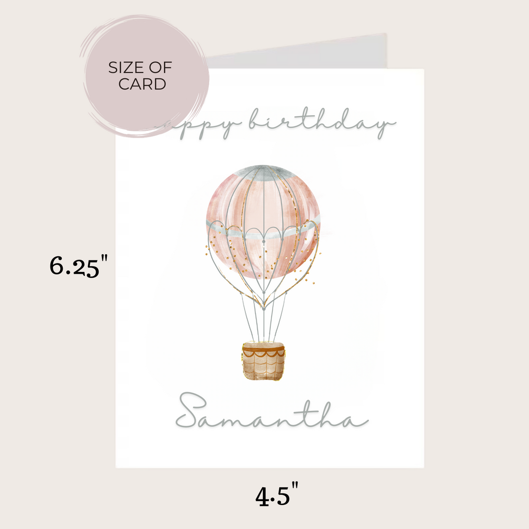 PINK HOT AIR BALLOON BIRTHDAY CARD