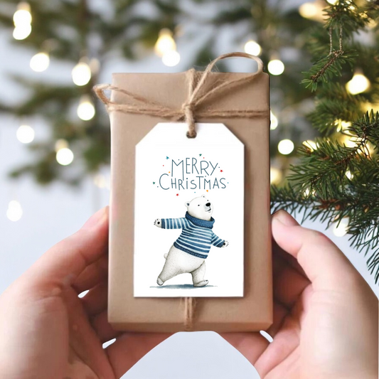 ICE SKATING POLAR BEAR GIFT TAGS