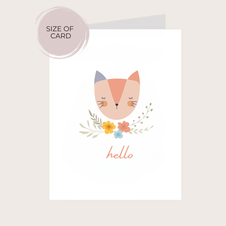 FLORAL CAT HELLO CARD