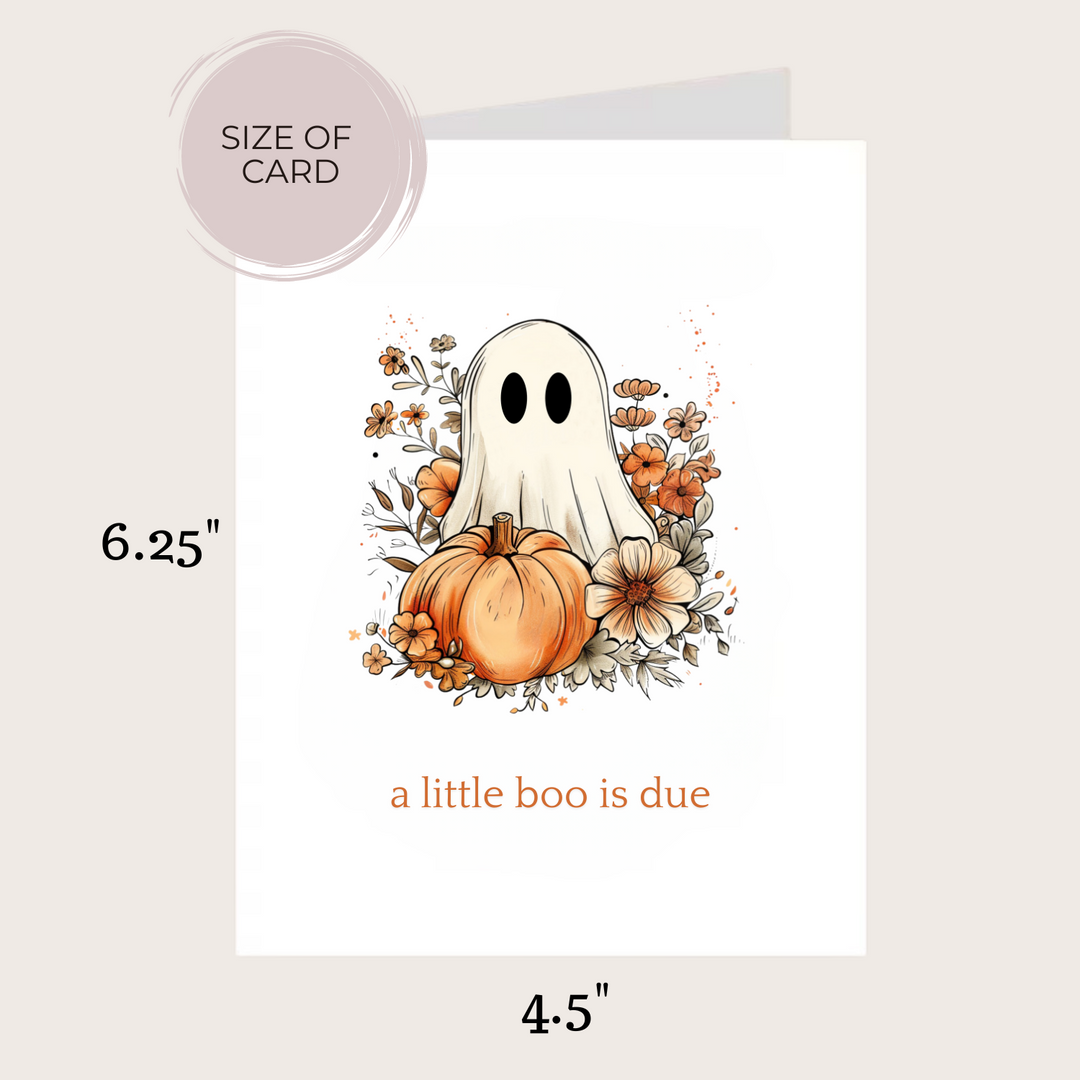 A LITTLE BOO IS DUE BABY CARD