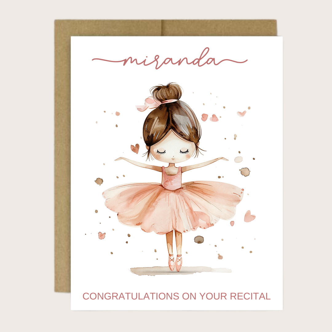 A personalized greeting card with a ballerina. 