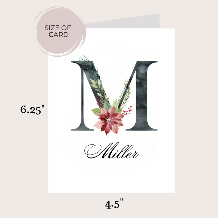 HOLIDAY POINSETTIA INITIAL CARD