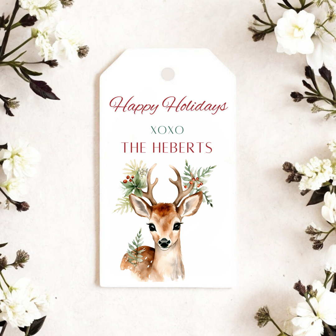 WATERCOLOR REINDEER GIFT TAGS