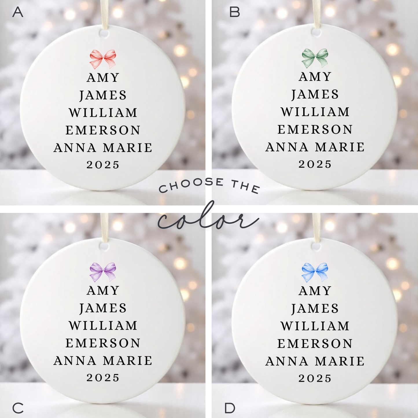 FAMILY NAME CHRISTMAS TREE  ORNAMENT