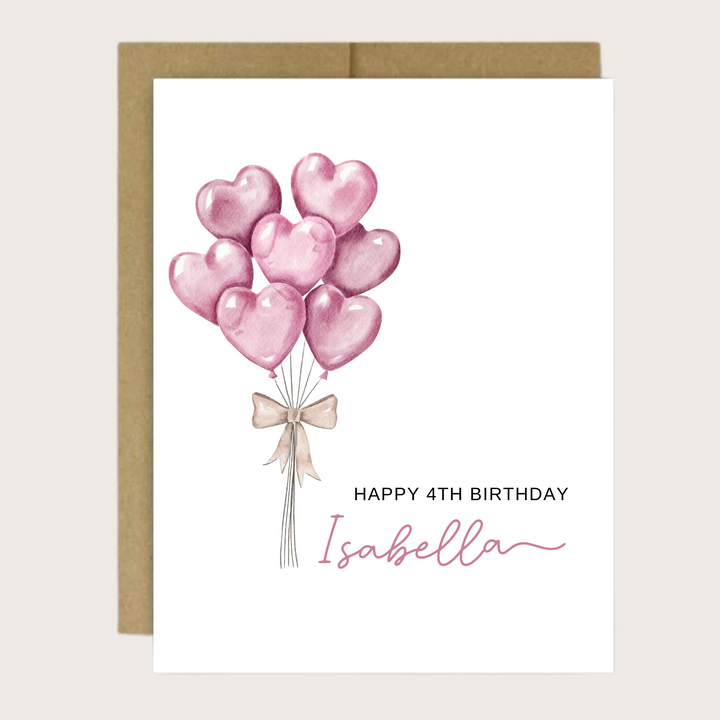 PINK HEART BALLOONS BIRTHDAY CARD