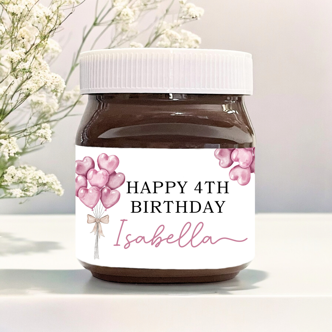 Nutella with pink balloon label.