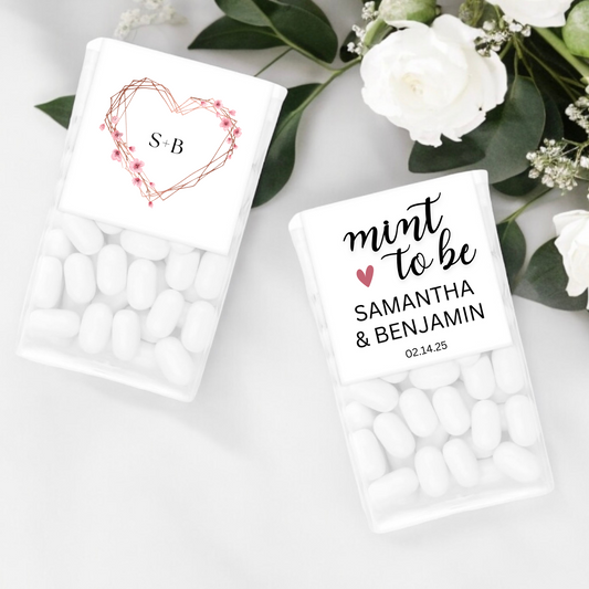 PINK HEART MINT TO BE LABELS