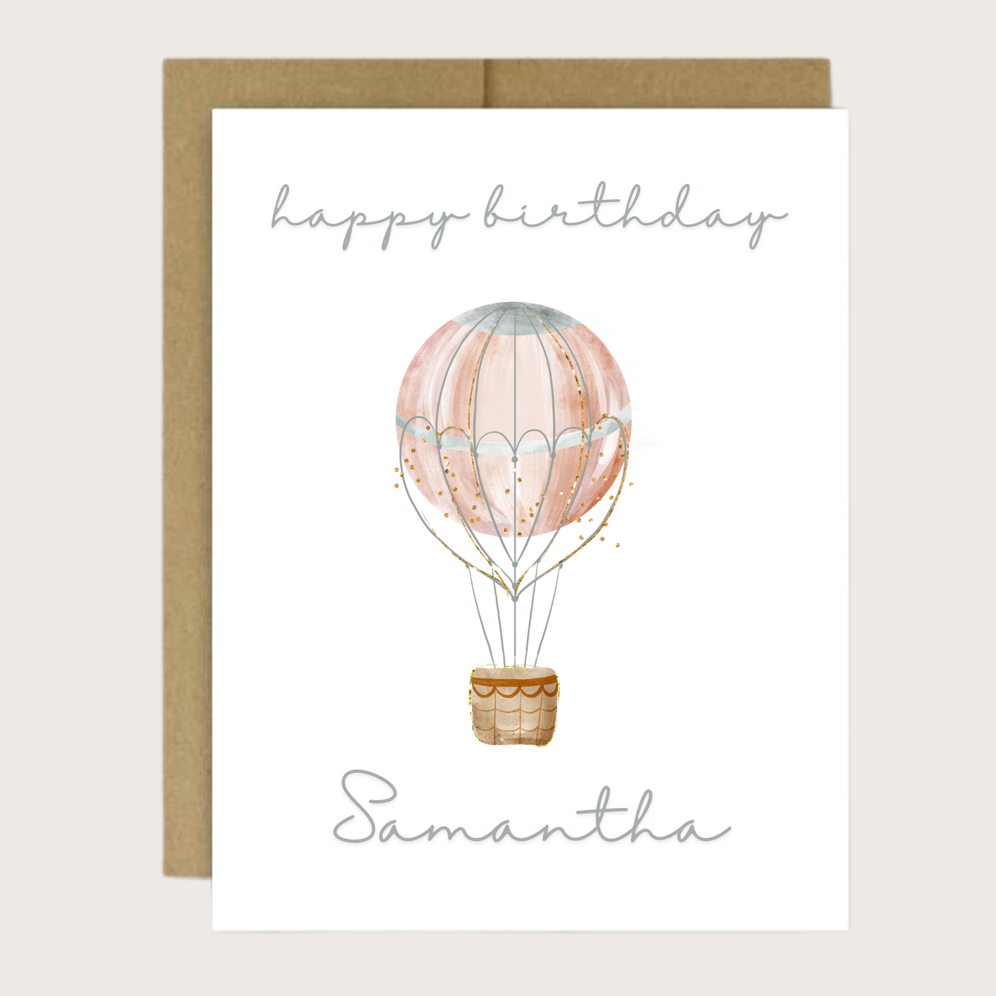 PINK HOT AIR BALLOON BIRTHDAY CARD