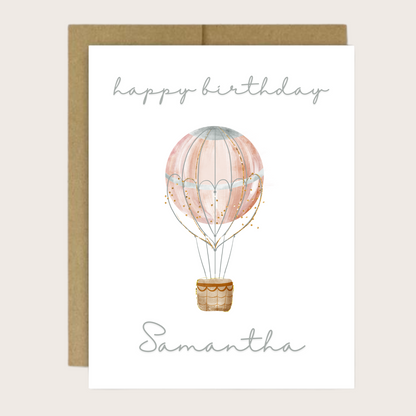 PINK HOT AIR BALLOON BIRTHDAY CARD
