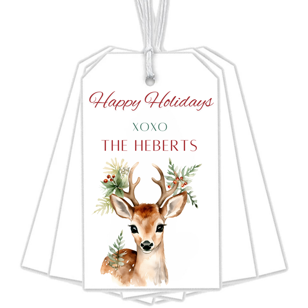 WATERCOLOR REINDEER GIFT TAGS