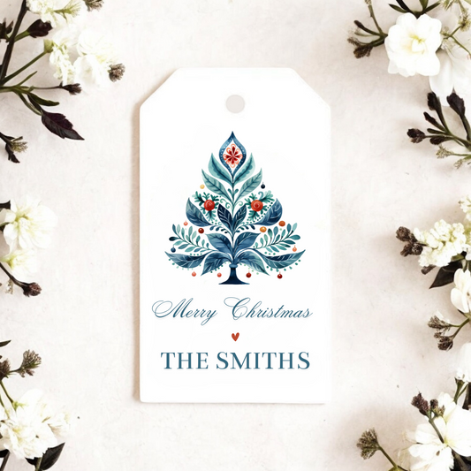 BLUE SCANDONAVIAN TREE GIFT TAGS