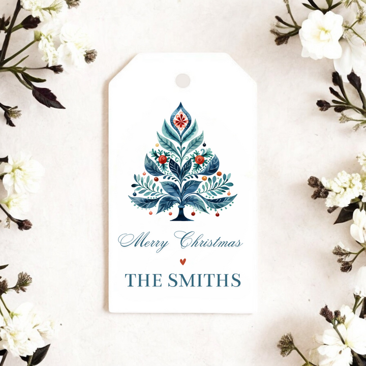 BLUE SCANDONAVIAN TREE GIFT TAGS